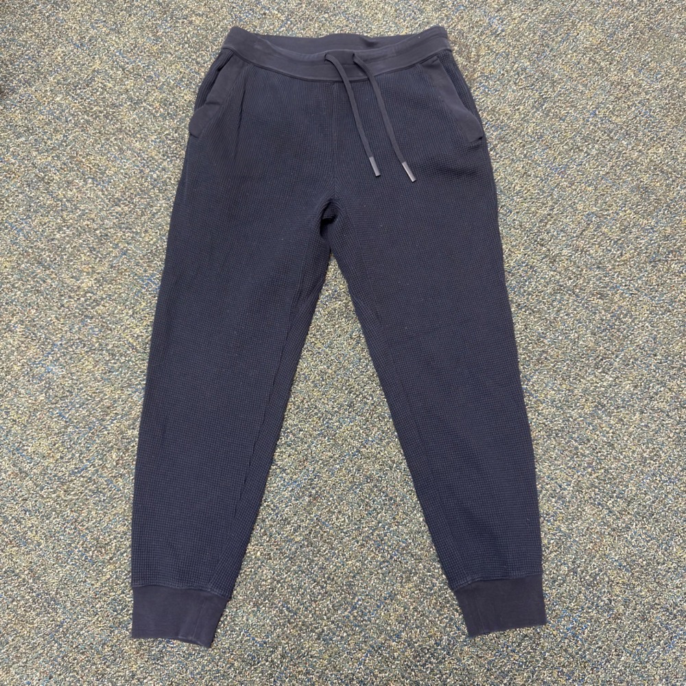 Theory Balena Studio T Waffle Knit Joggers Mens Small Navy Blue Sweatpants